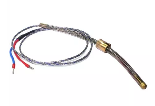 Termopar Tipo J Ø6 Baioneta Pequena Cabo com 5 Metros Fibra com Trança